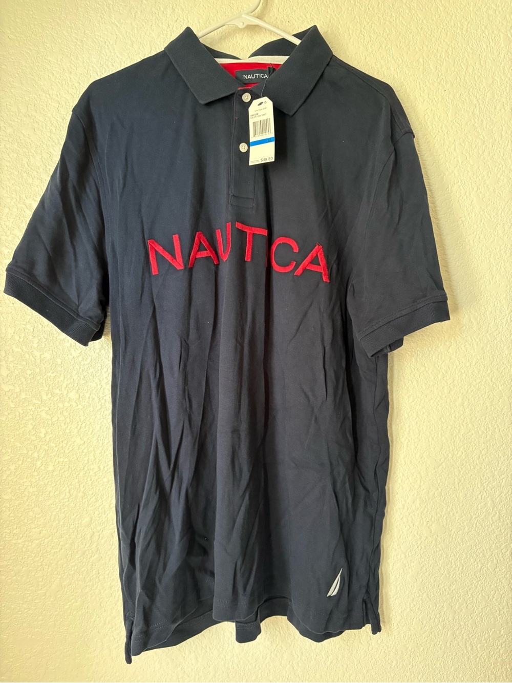 Nautica Navy Polo with Red Logo Embroidery